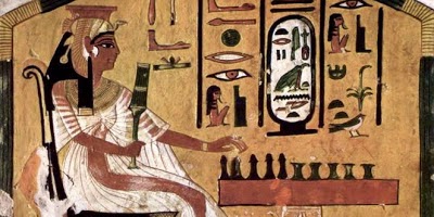 Fresco egipcio que muestra el juego del Senet